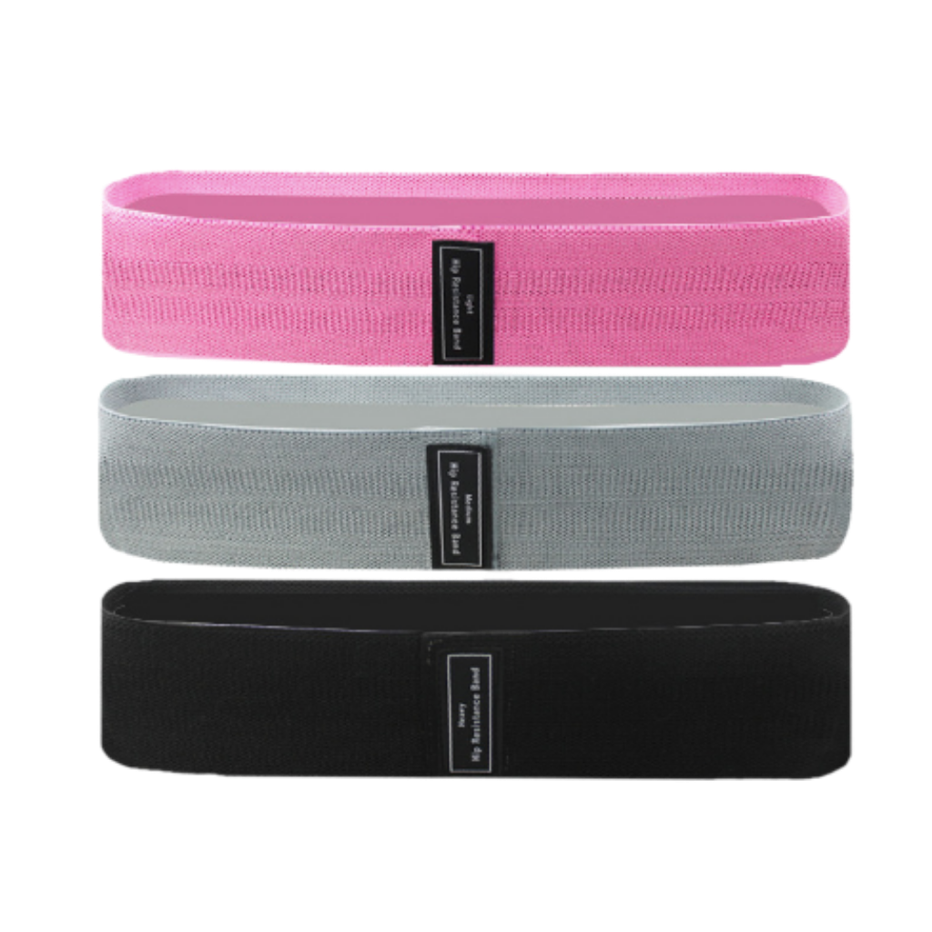 Conjunto de 3 faixas de resistência para exercícios da Eastjing, em cores rosa, com manual e bolsa de malha.