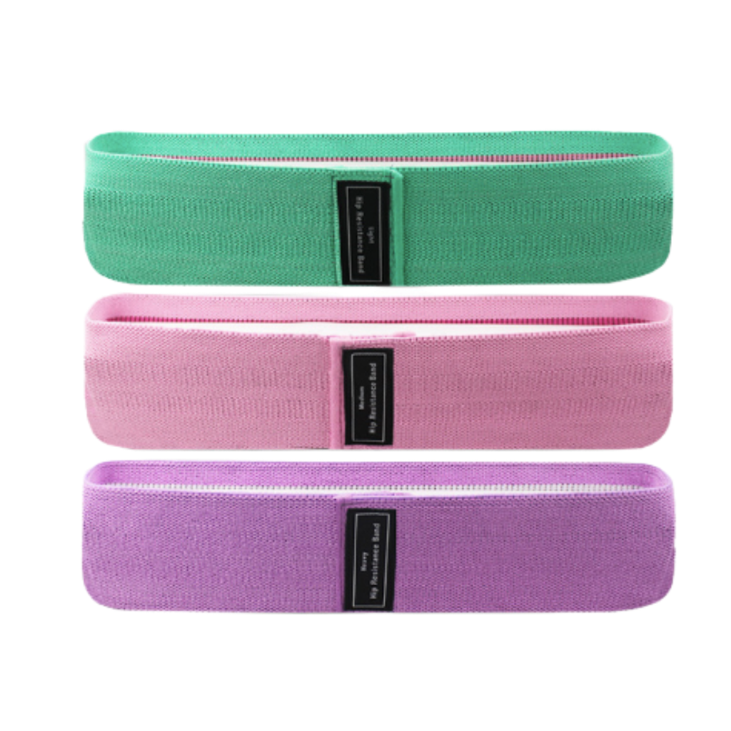 Conjunto de 3 faixas de resistência da Eastjing para exercícios, em azul, com manual e bolsa de malha para transporte.