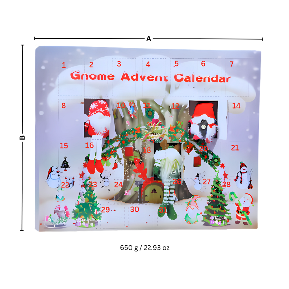 Calendário de Advento Lutin da Travelwant com contagem regressiva de 31 dias para decoração natalina festiva.