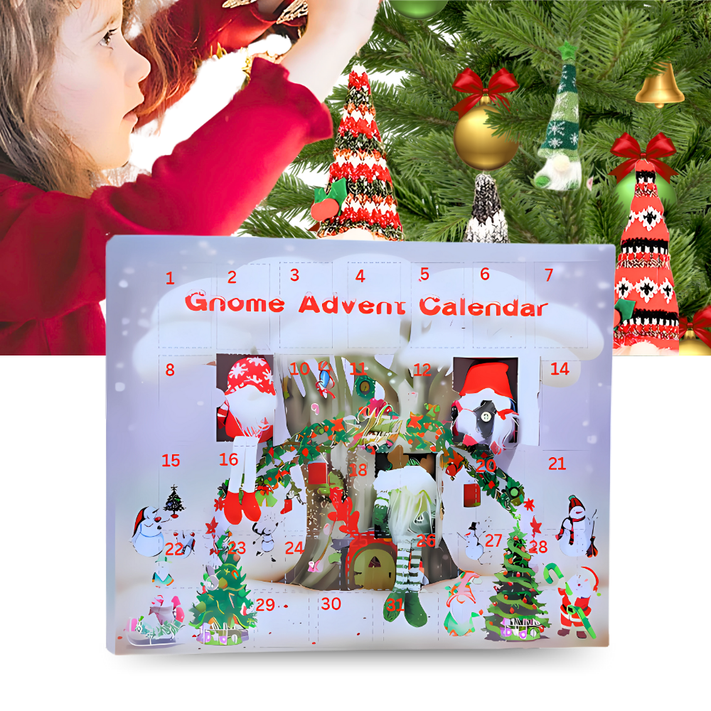 Calendário de Advento Lutin da Travelwant com contagem regressiva de 31 dias, decoração natalina festiva e charmosa.
