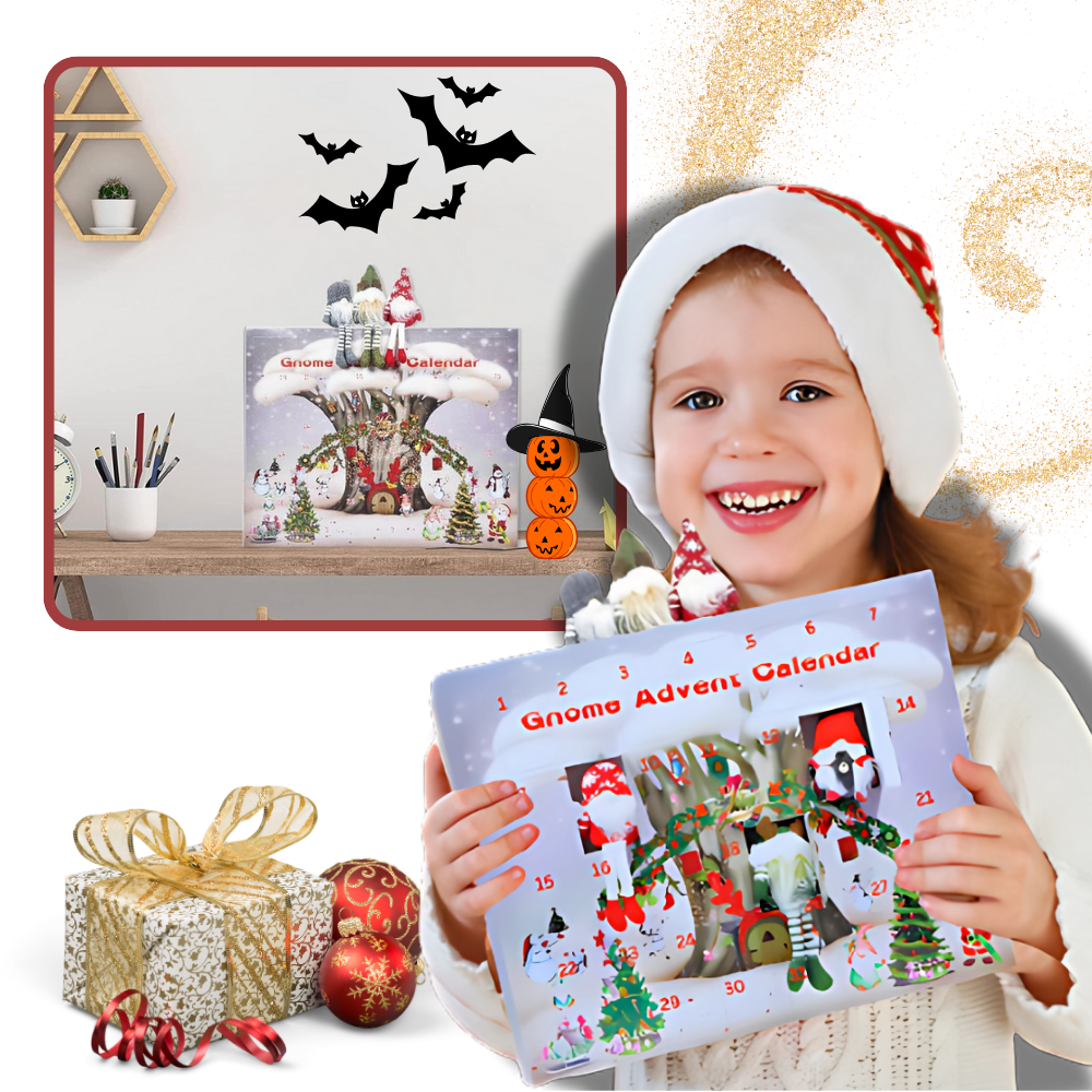 Calendário de Advento com Gnomo de Natal da Travelwant, decoração sazonal com contagem regressiva de 31 dias para o Natal.