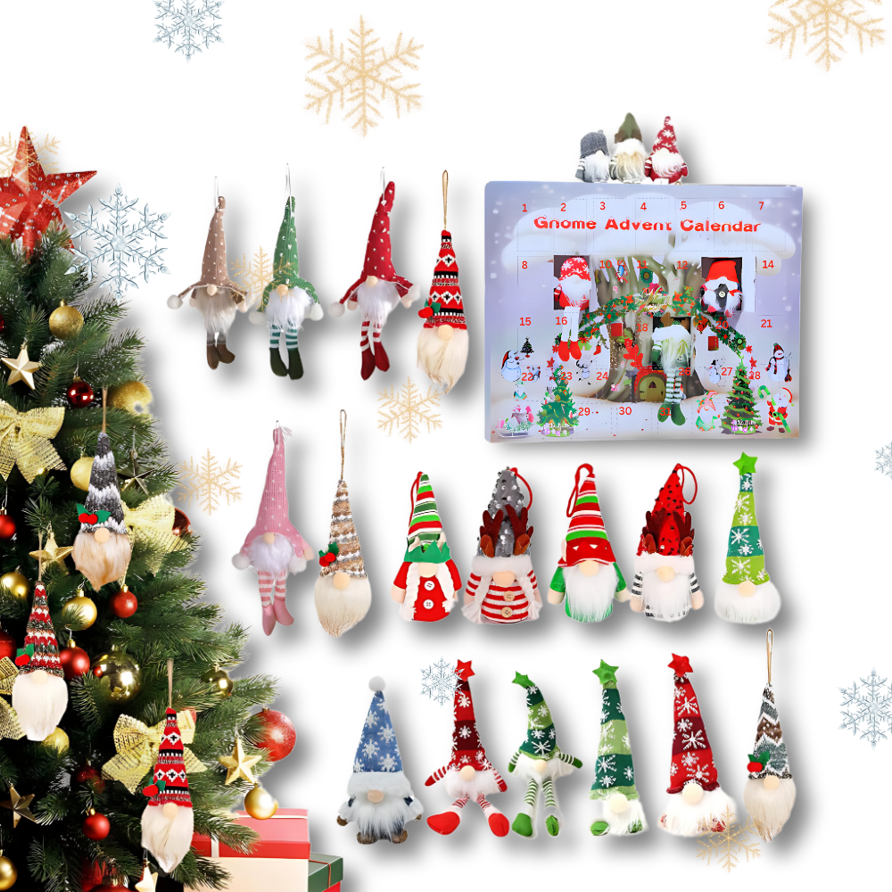 Calendário de Natal com gnome e contagem regressiva de 31 dias, decoração de temporada da Travelwant, colorido e festivo