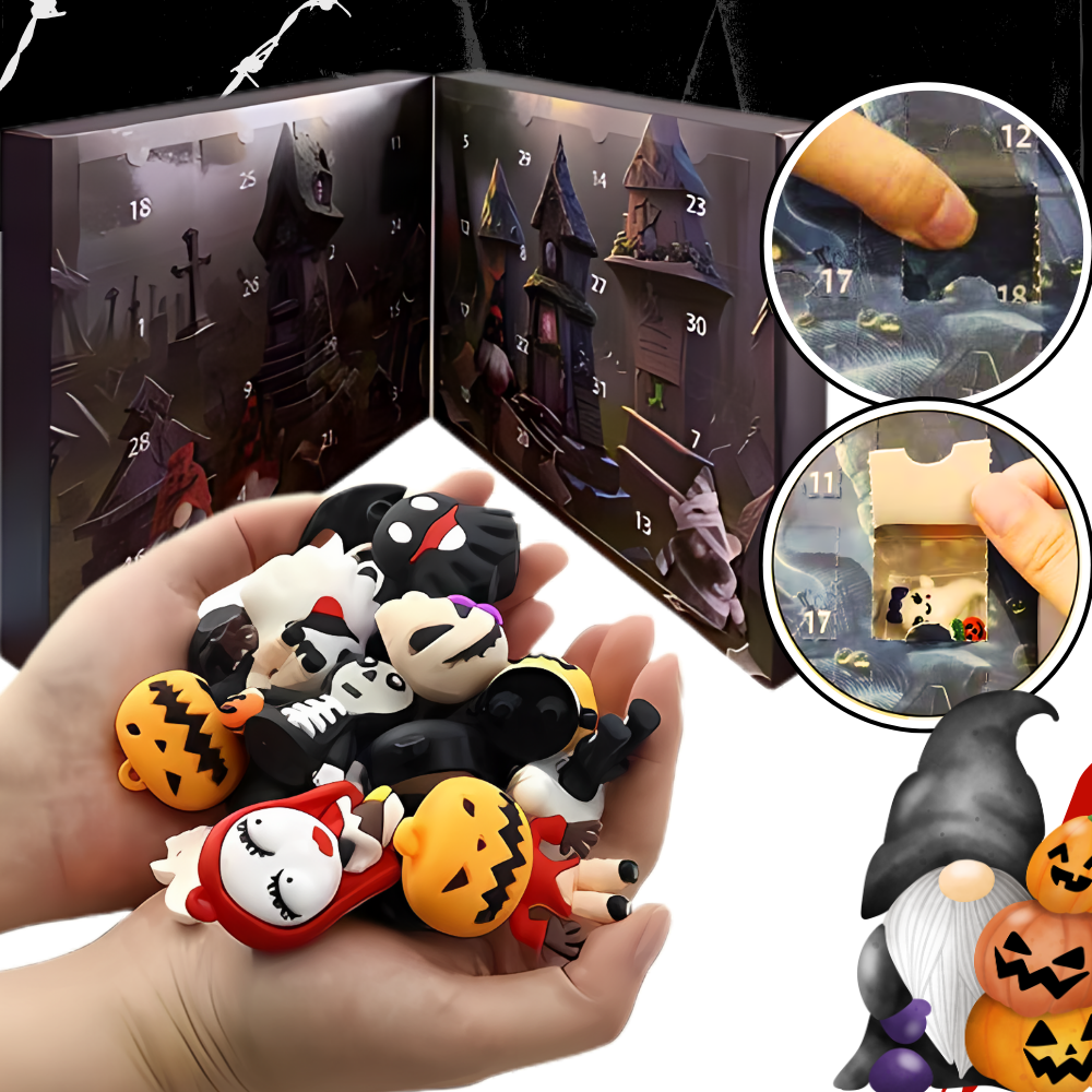 Calendário de contagem regressiva de Halloween Seyurigaoka com 31 portas decorativas para contagem de festas de Halloween.