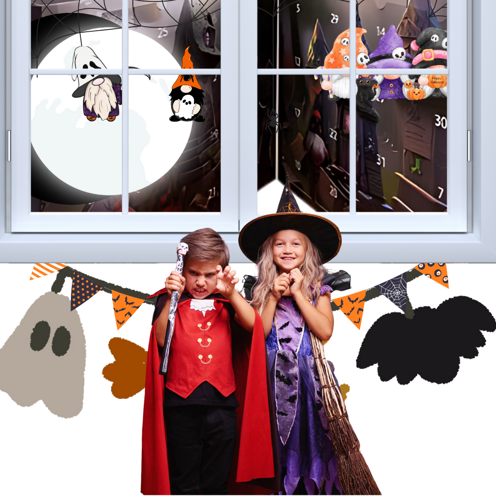 Calendário de contagem regressiva de Halloween Seyurigaoka com 31 janelas para decoração de temporada.