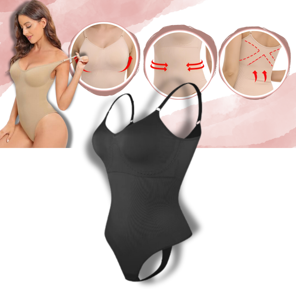 Macacão modelador sem costura MayShow, roupa íntima feminina com design que modela o corpo 360°.