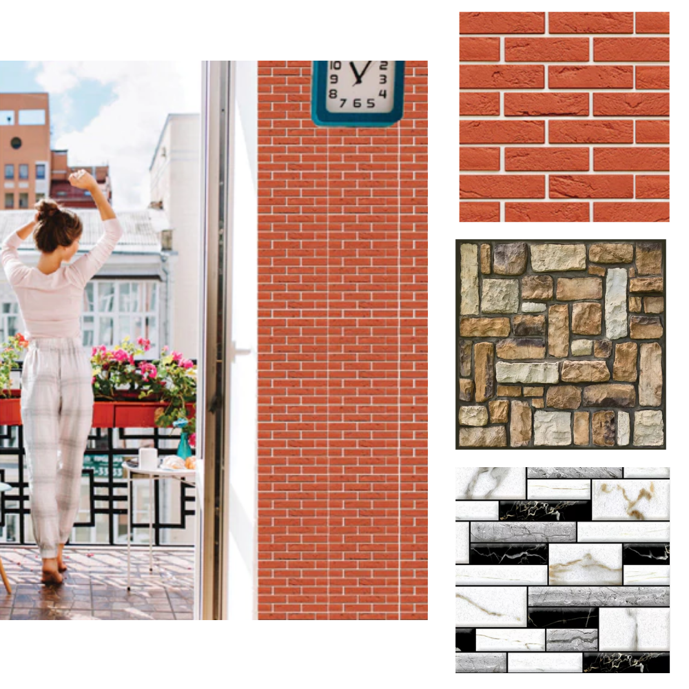 Revestimento de papel de parede 3D em formato de azulejos de espuma da Universal, fácil de aplicar na parede.