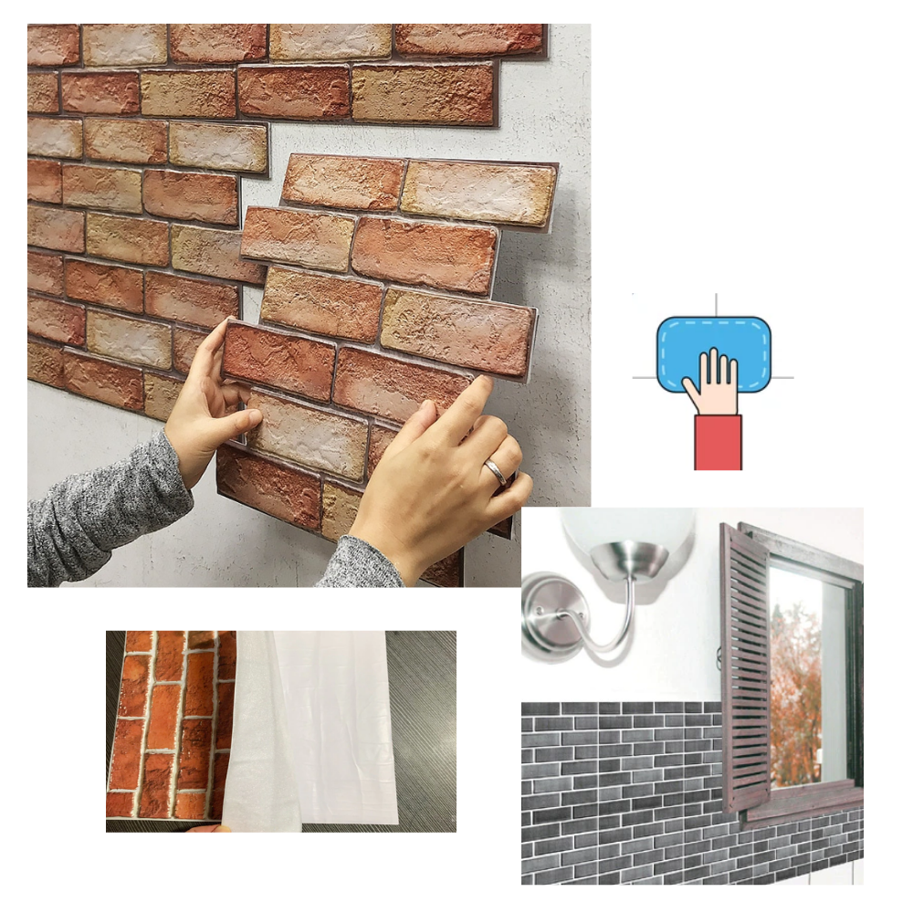 Revestimento de papel de parede 3D da Universal com carreis murais em espuma resistente para decorar paredes.