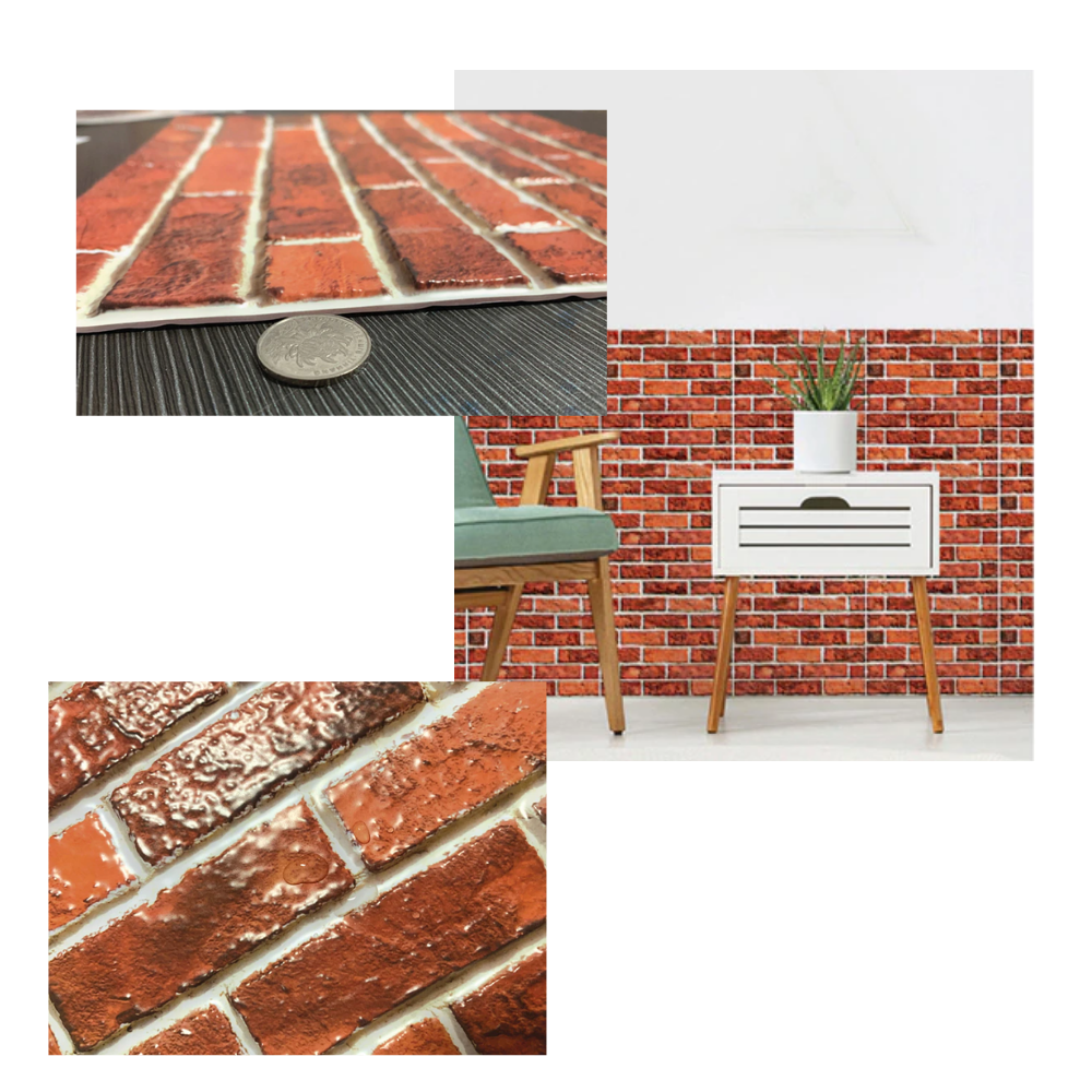 Revestimento de papel de parede em mosaico 3D texturizado da Universal, com azulejos de espuma decorativos para paredes.