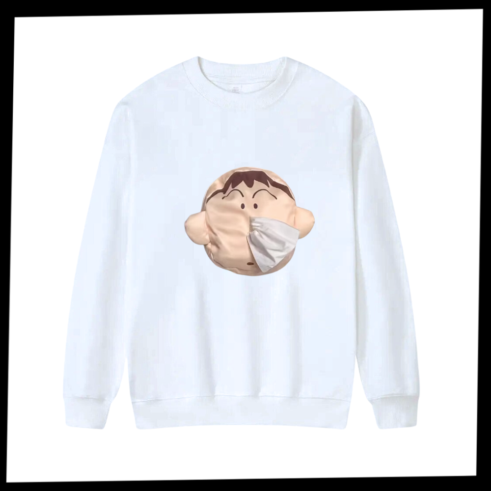 Shorts Buluew-s Tee com estampa 3D do Shin Chan e poche integrada, design divertido e confortável para o dia a dia.
