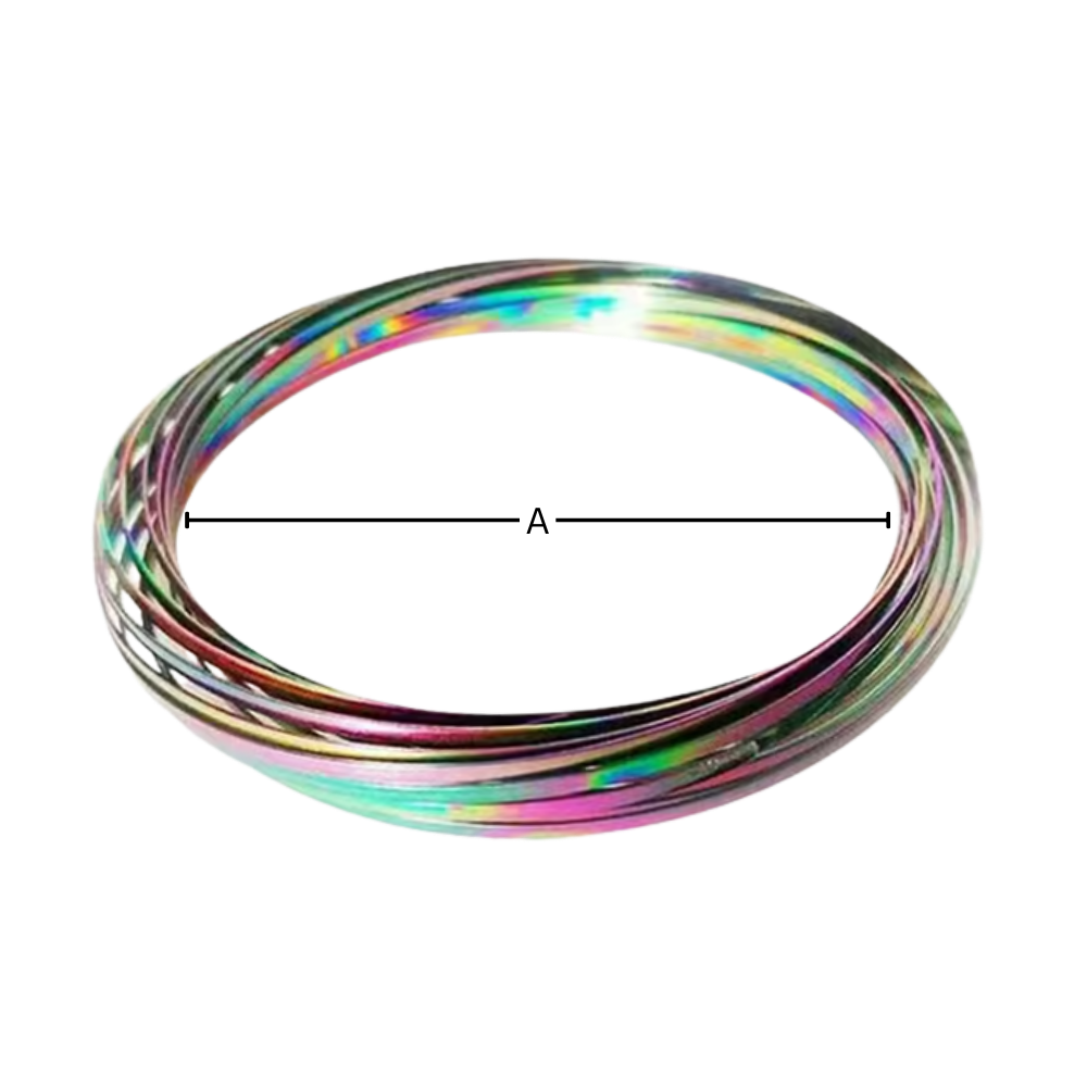 Pulseira espiral 3D em aço inoxidável, brinquedo de metal flexível e resistente, com design em espiral para divertimento e estilo.