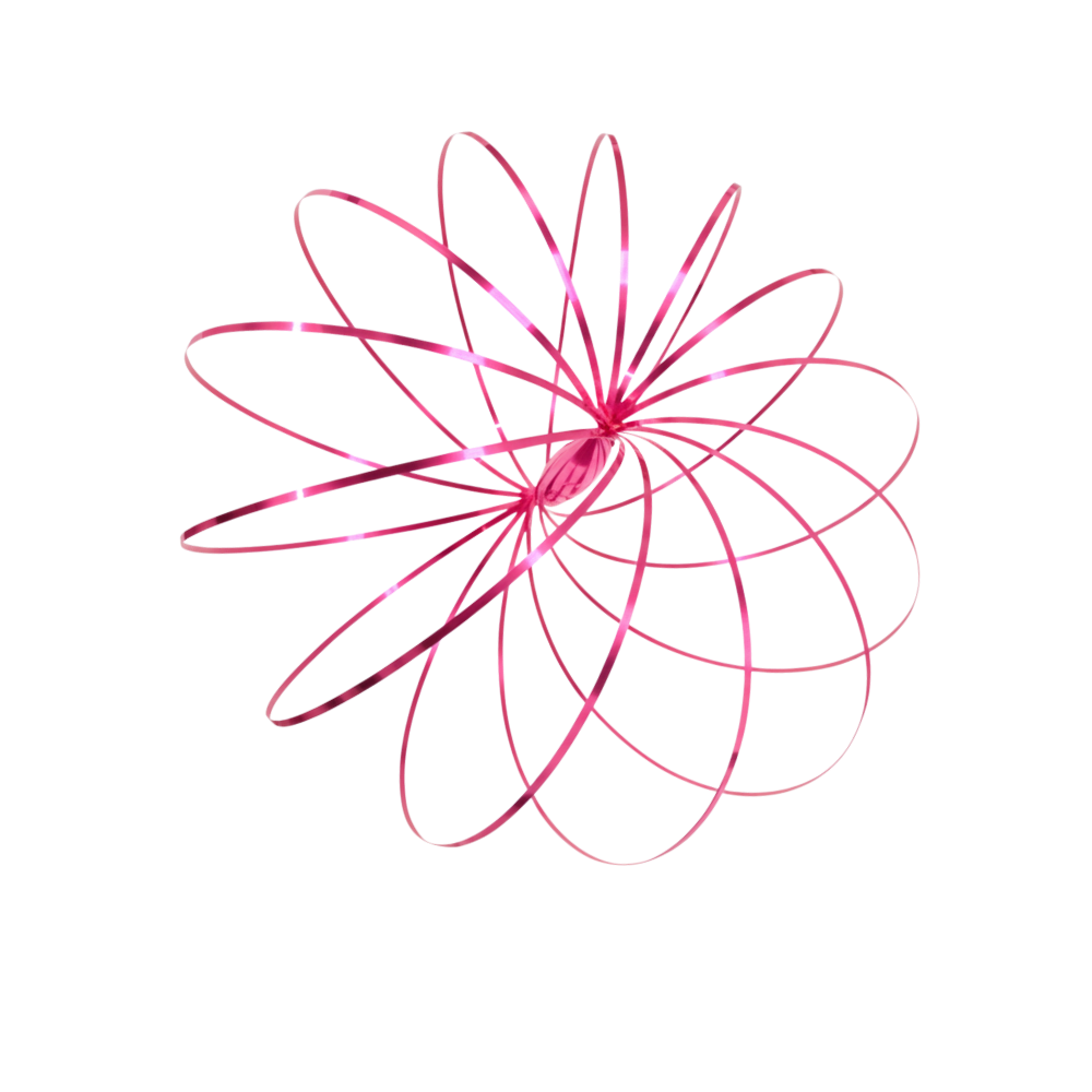 Pulseira espiral 3D em aço inoxidável da Vortiflux, brinquedo de mola com acabamento rosado.