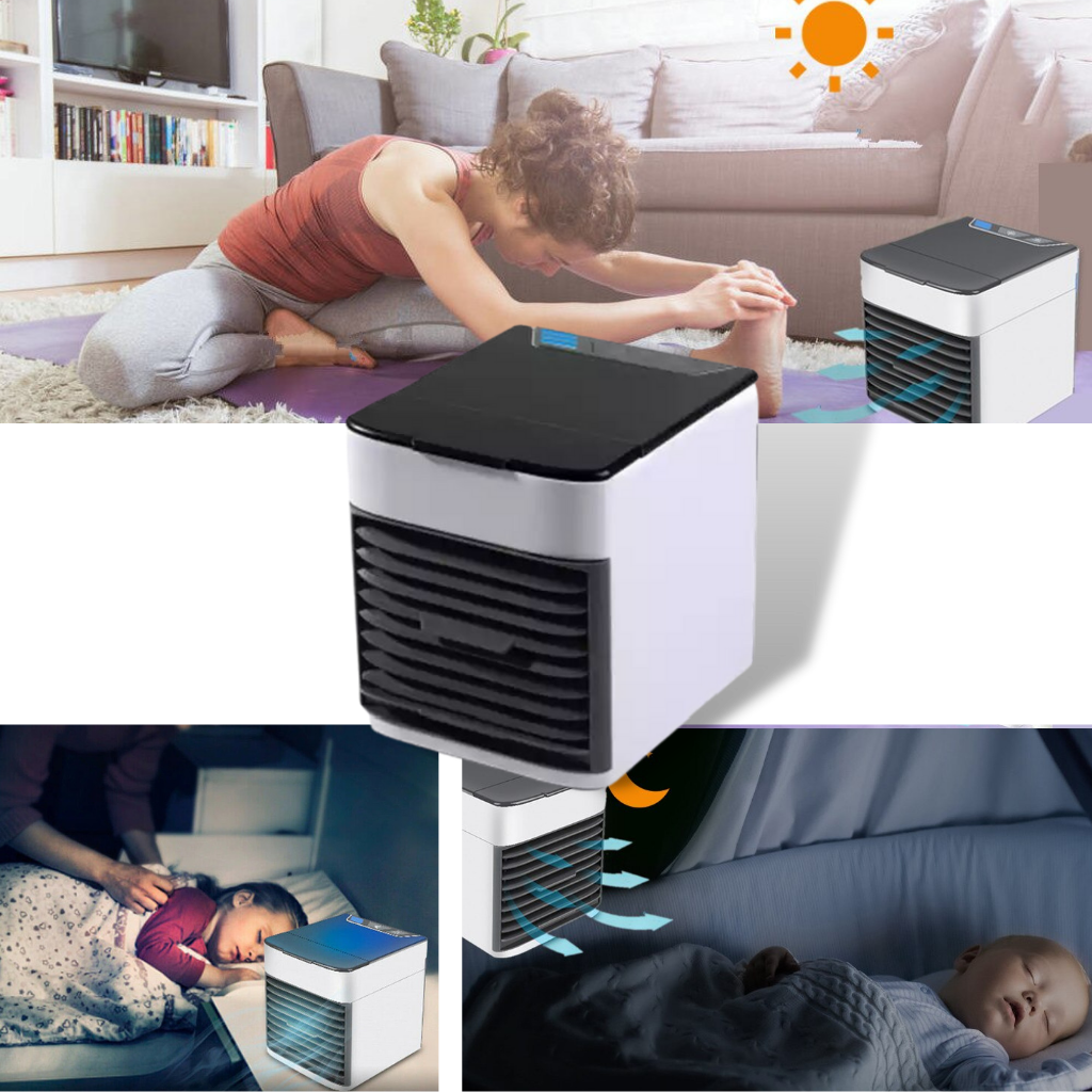 Climatizador portátil 3 em 1 Favson para aquecimento, resfriamento e umidade, com controle e painel digital.