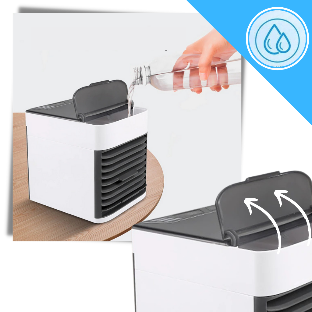 Climatizador portátil 3 em 1 Favson para aquecimento, resfriamento e umidificação, com design compacto e ecológico.