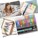 Conjunto de 48 canetas gel com glitter da Sodial, instrumentos de escrita e desenho coloridos e brilhantes.