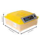Incubadora automática de ovos Yescomusa para 48 ovos, equipamento de criação com dimensões visíveis na imagem.