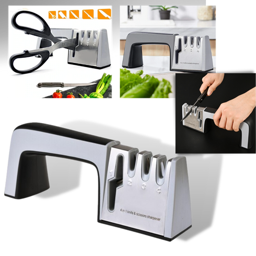 Aiguiseur de couteaux de cuisine Wewdigi 4 en 1, électroménager compact pour affûter et entretenir les lames de couteaux.