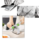 Afiador de facas de cozinha Wewdigi, eletrodoméstico 4 em 1, mostrando lâminas afiadas e tecnologia eficiente.