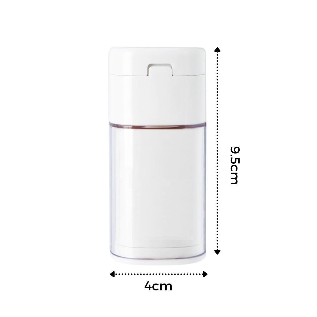 Moedor de pílulas 4 em 1 Pill Mill, pulverizador de saúde, compacto e eficiente para moer medicamentos.