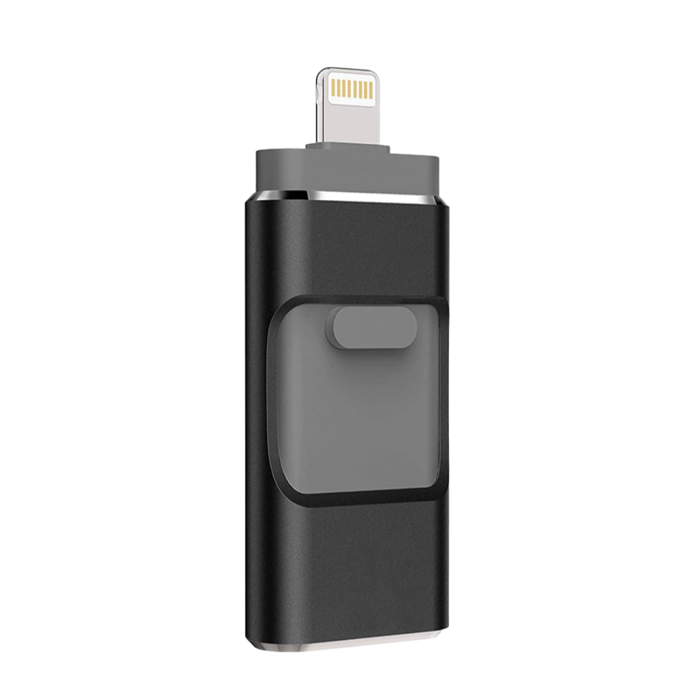 Chave USB 4 em 1 da Fu Zhou Huicai International Trading Co., dispositivo de armazenamento portátil preto com múltiplas funções.