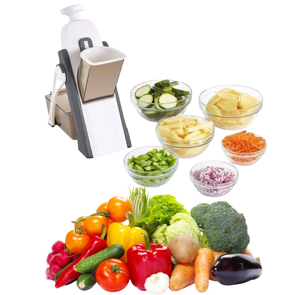 Mandoline vertical 4 em 1 da Sporkpods, utensílios de cozinha multifuncionais para fatiar e cortar alimentos.