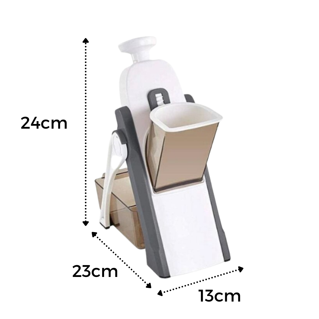 Mandoline vertical 4 em 1 da Sporkpods para fatiar, picar e julienne de forma prática na cozinha.