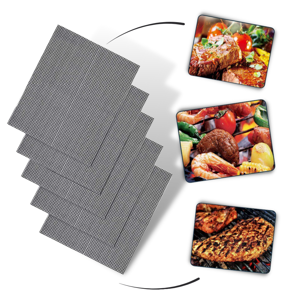 Conjunto de 5 grelhas de cozimento antiaderentes para churrasco, acessório de pequeno eletrodoméstico da marca Belleviee.