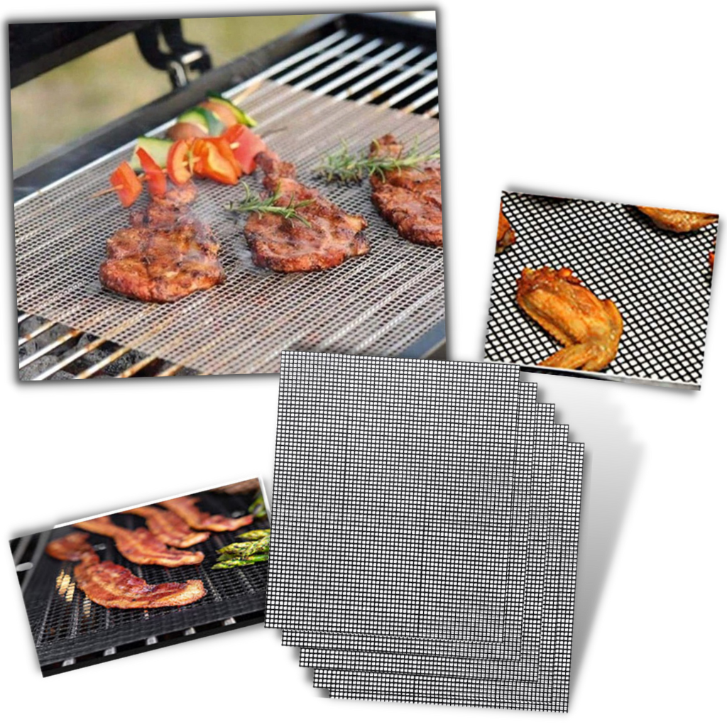 Conjunto de 5 grelhas de cozimento antiaderentes para churrasco, acessórios de pequeno eletrodoméstico da marca Belleviee.