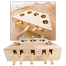 Brinquedo interativo de madeira com 5 buracos para gatos, acessório para gatos, feito com materiais seguros e amigáveis para pets
