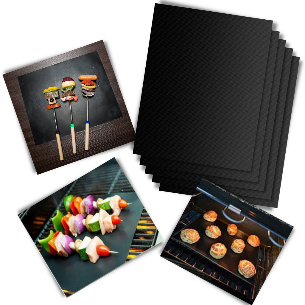Conjunto de 5 tapetes antiaderentes para churrasco da Eastjing, acessórios de eletrodoméstico para grelhar sem grudar