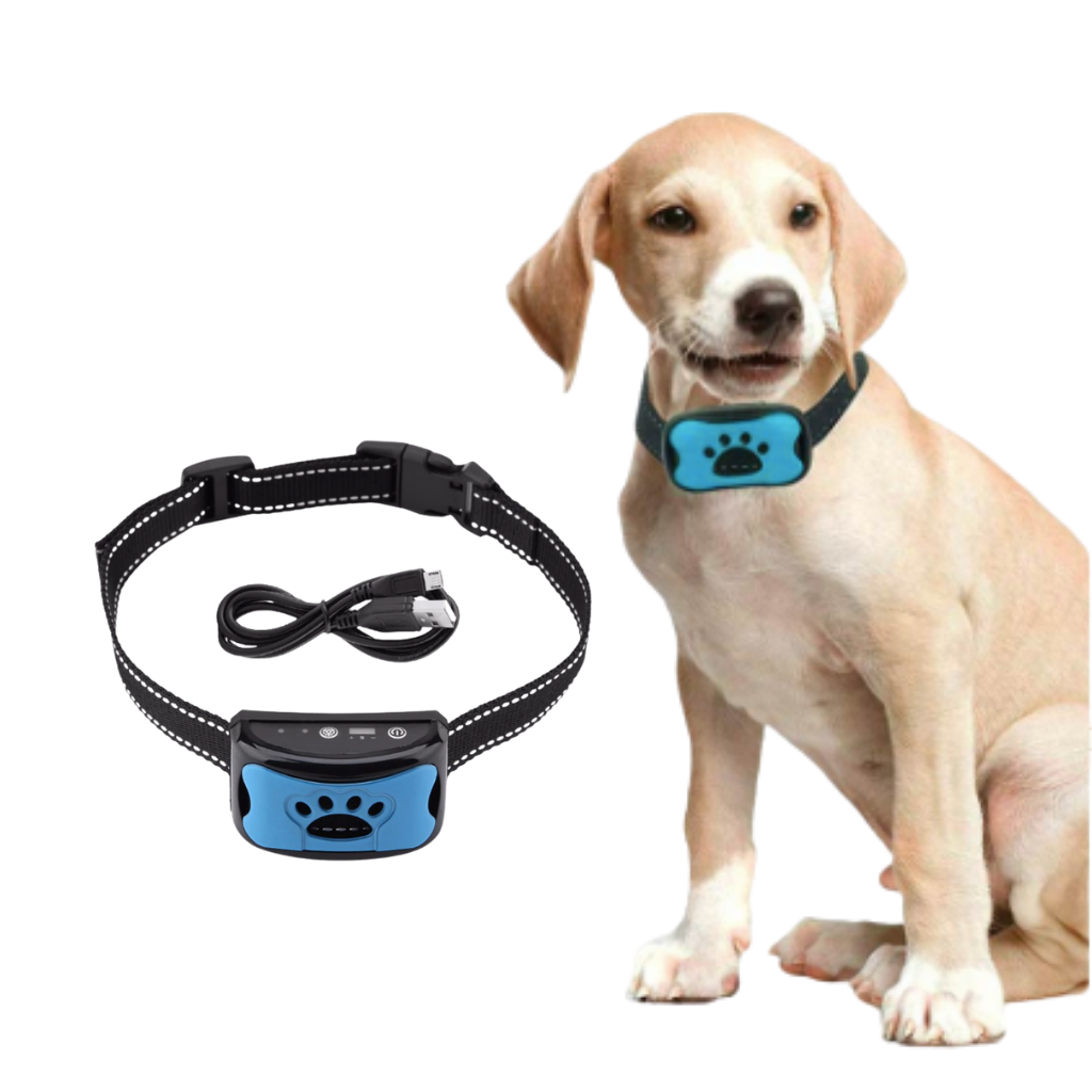 Coleira anti latido para cães da marca Masbrill, com sensibilidade ajustável e recarregável por USB para treinamento de cães.