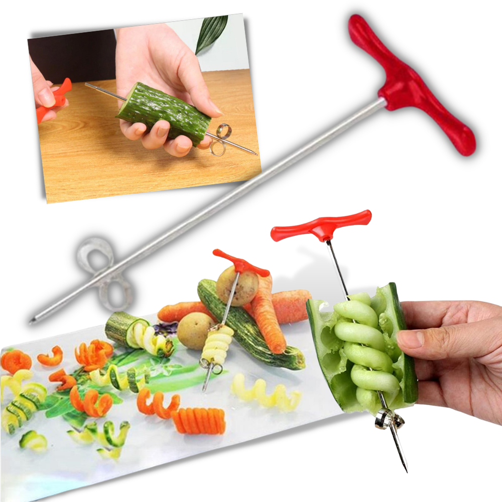 Faca em espiral Betassfa para cortar legumes em formato de espiral, utensílio de cozinha para preparar pratos criativos.