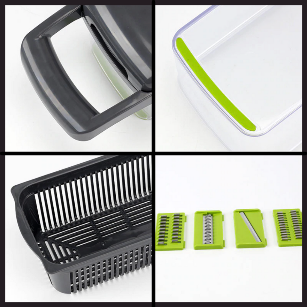 Mandoline multifuncional 8 em 1 da Anuosi para corte, fatiamento e raspagem de alimentos na cozinha e pâtisserie.