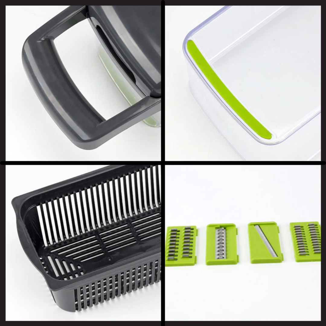 Mandoline multifuncional 8 em 1 da Anuosi para corte, fatiamento e raspagem de alimentos na cozinha e pâtisserie.