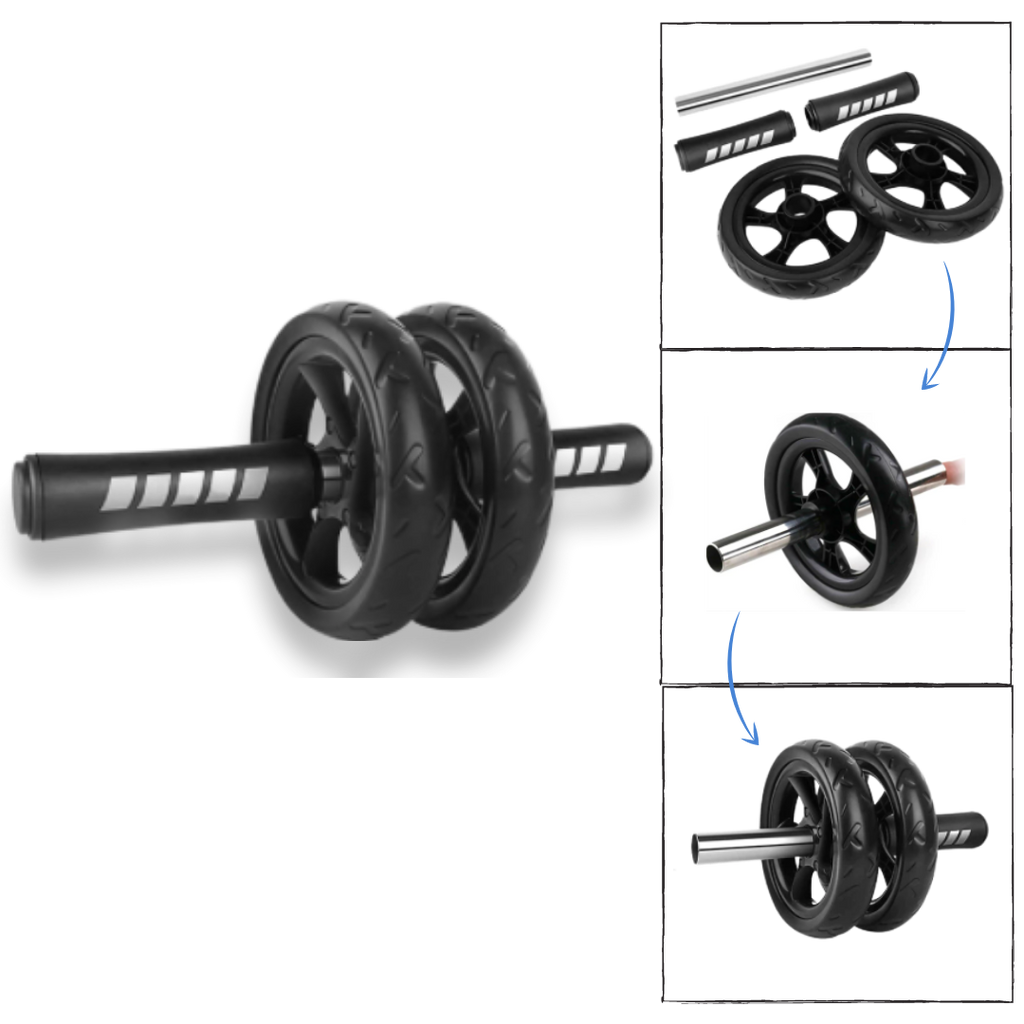 Roda abdominal fitness Pharmedoc com alças acolchoadas para exercícios de fortalecimento do core.