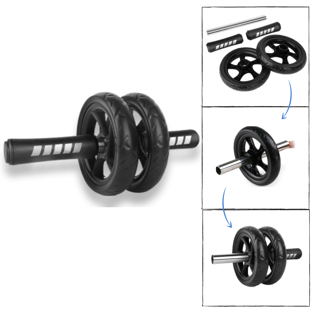 Roda abdominal fitness Pharmedoc com alças acolchoadas para exercícios de fortalecimento do core.