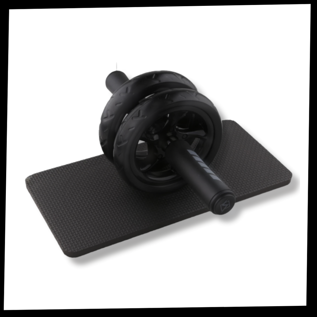 Roda de abdominal fitness Pharmedoc com alças acolchoadas para exercícios de fortalecimento do core.