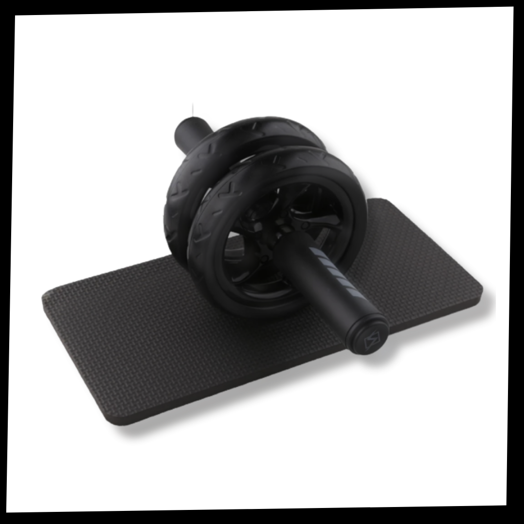 Roda de abdominal fitness Pharmedoc com alças acolchoadas para exercícios de fortalecimento do core.