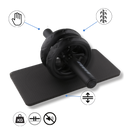 Roda abdominal fitness Pharmedoc com alças acolchoadas e joelheira para exercícios de fortalecimento do core.