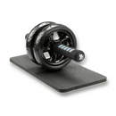Roda de abdominal fitness Pharmedoc com almofada preta para exercícios de fortalecimento do core e abdômen.
