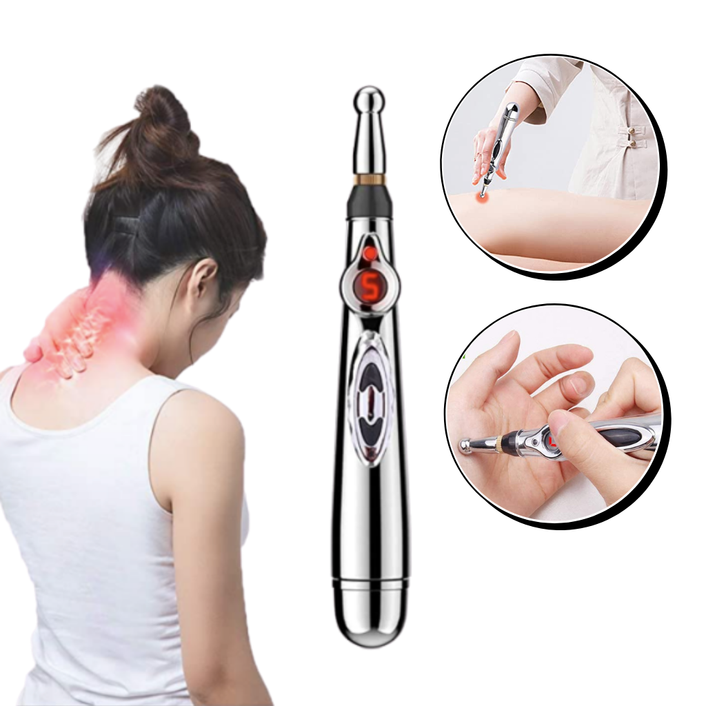 Caneta de acupuntura digital Netjett para terapia de energia e alívio da dor, com design eletrônico e portátil.