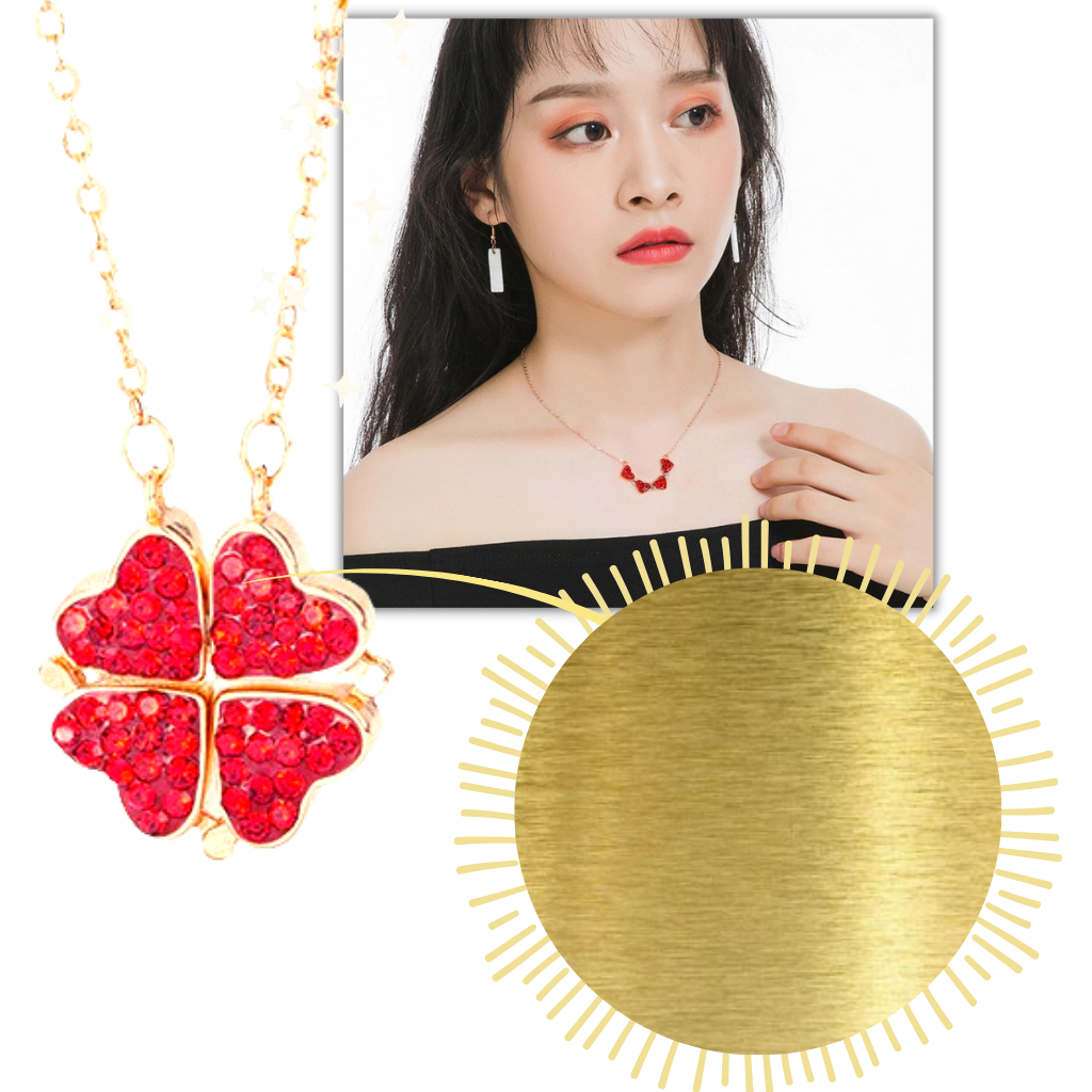 Colar de ouro com símbolo de trevo de quatro folhas em forma de coração, ajustável, da marca Katgi.