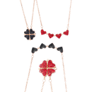 Colar em formato de coração com trevo de quatro folhas da Katgi, ajustável e reversible, feito em material dourado brilhante.