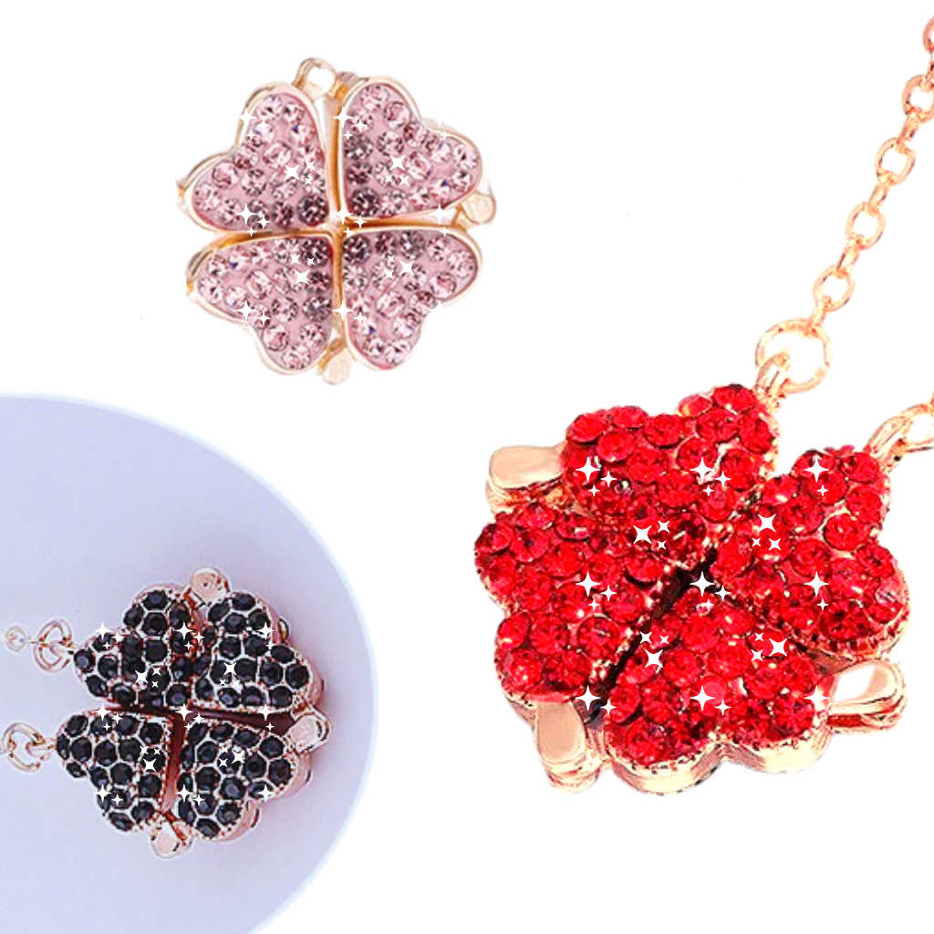 Colar de coração com trevo de quatro folhas ajustável, com pedras de zircônia coloridas brilhantes, da marca Katgi.