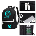 Mochila luminosa para notebook com design em estilo anime, resistente e prática, ideal para estudantes e profissionais.