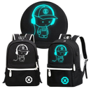 Mochila luminosa para notebook da marca Genérica, com capa brilhante e detalhes em estilo anime, ideal para estudantes e profissionais