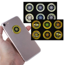 Conjunto de 6 adesivos anti-radiation para telefonia da marca Stibadium, com design de proteção contra radiação.
