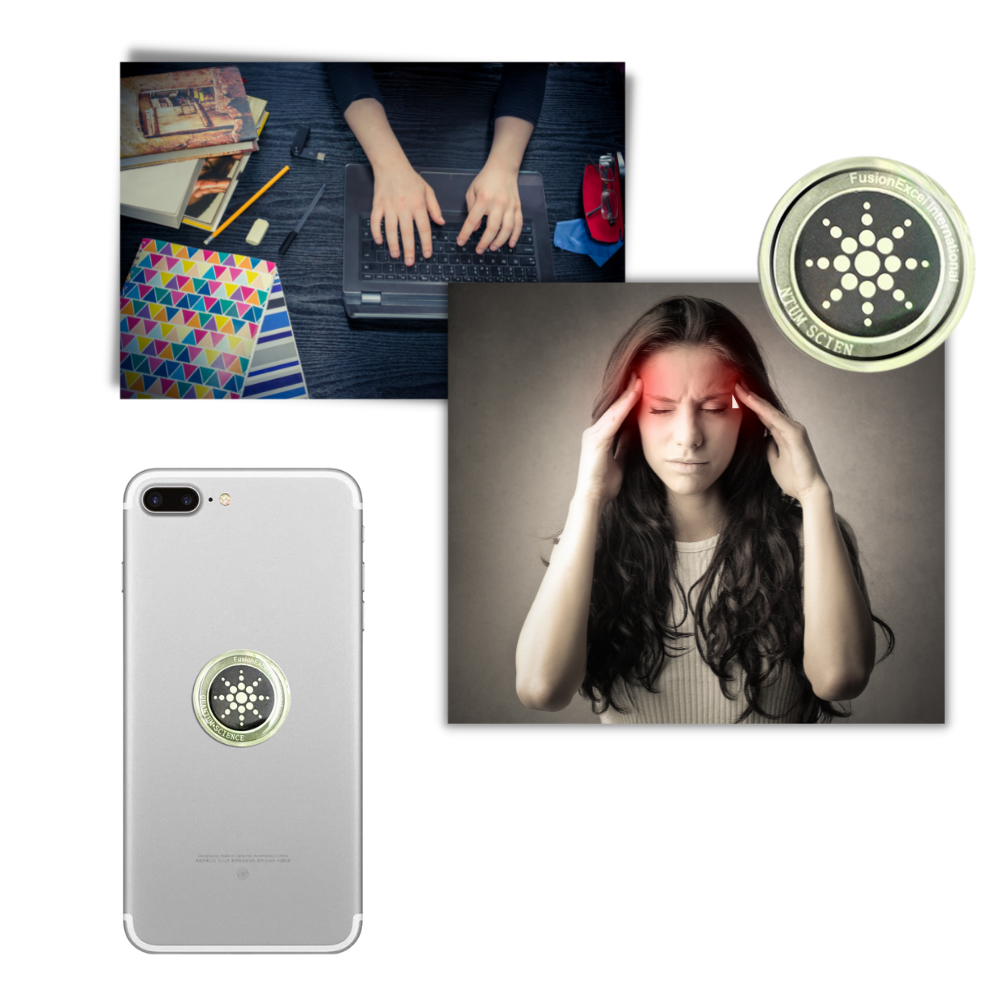 Conjunto de 6 adesivos anti-radiation Stibadium para telefonia, proteção contra radiação visível na imagem.