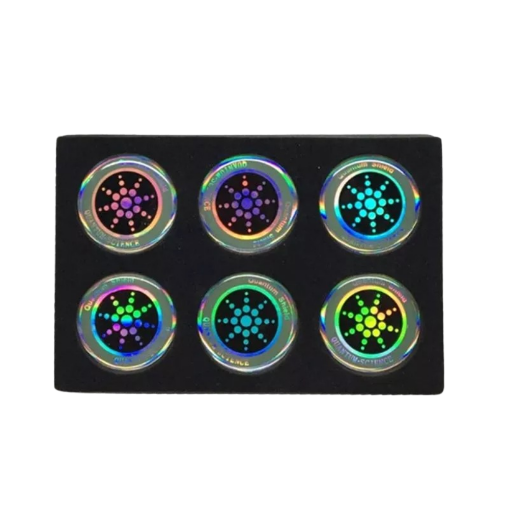 Conjunto de 6 autoadesivos anti-radição para telefone Stibadium em acabamento prata refletivo.