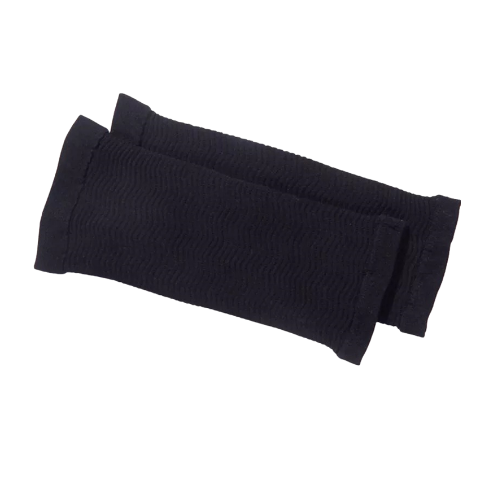 Mangas modeladoras térmicas Sporting Goods para braços, roupas íntimas e meias, em preto, ajustadas e confortáveis.