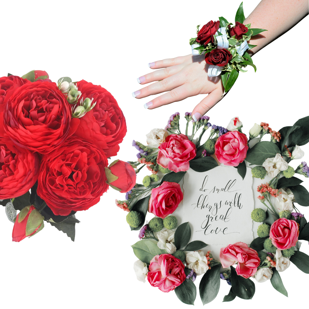 Bouquet de flores artificiais de seda com peônias e rosas, ideal para decoração, da marca Sodial.
